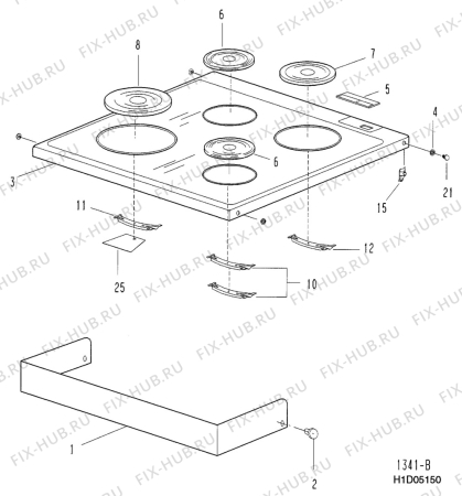 Взрыв-схема плиты (духовки) Electrolux EK6254 - Схема узла H10 Hob